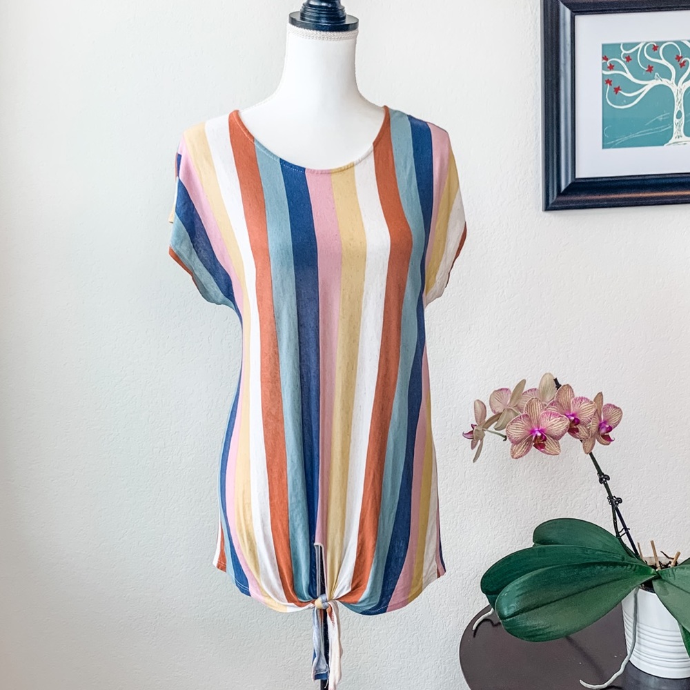 🍋 Anthropologie W5 Colorful Striped Tunic Top